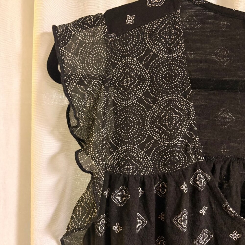 Lucky Brand Black and White Printed Ruffle Tank Top - Picture 5 of 7